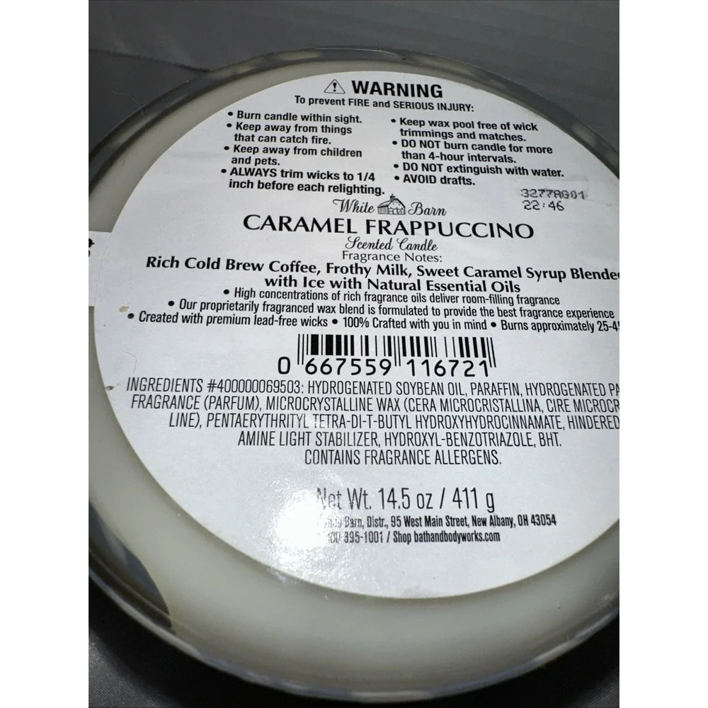 White Barn Caramel Frappuccino 3 Wick Scented Candle 14.5 oz Bath & Body Works